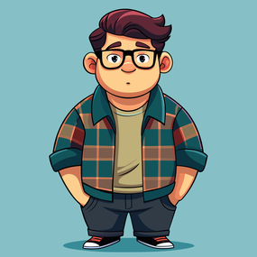 眼镜男卡通插画设计图片